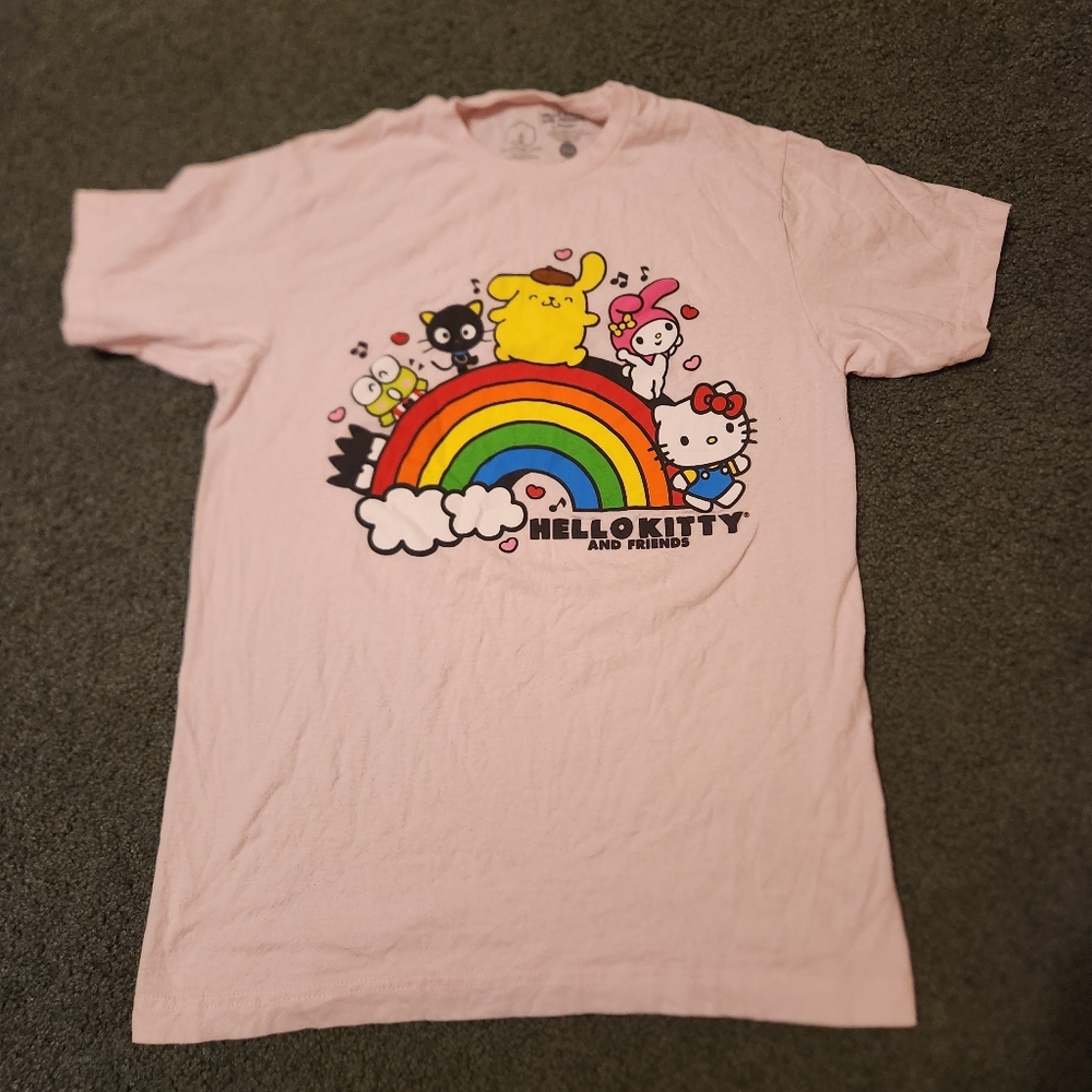 Hello Kitty & Friends Women's Graphic T-Shirt Size M Pink 100% Cotton 2025